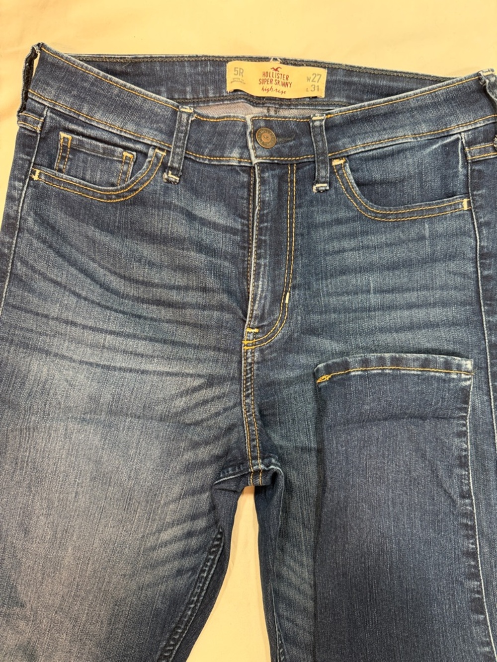 Hollister Blue Stretch Skinny Jeggings with Faded Detail